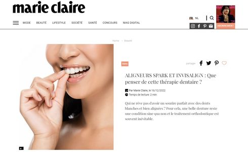 Marie Claire Aligneurs Invisalign Spark Orthodontiste Dian