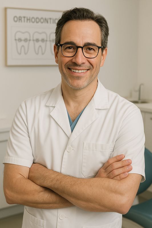 Orthodontiste expliquant les taquets dentaires à un patient