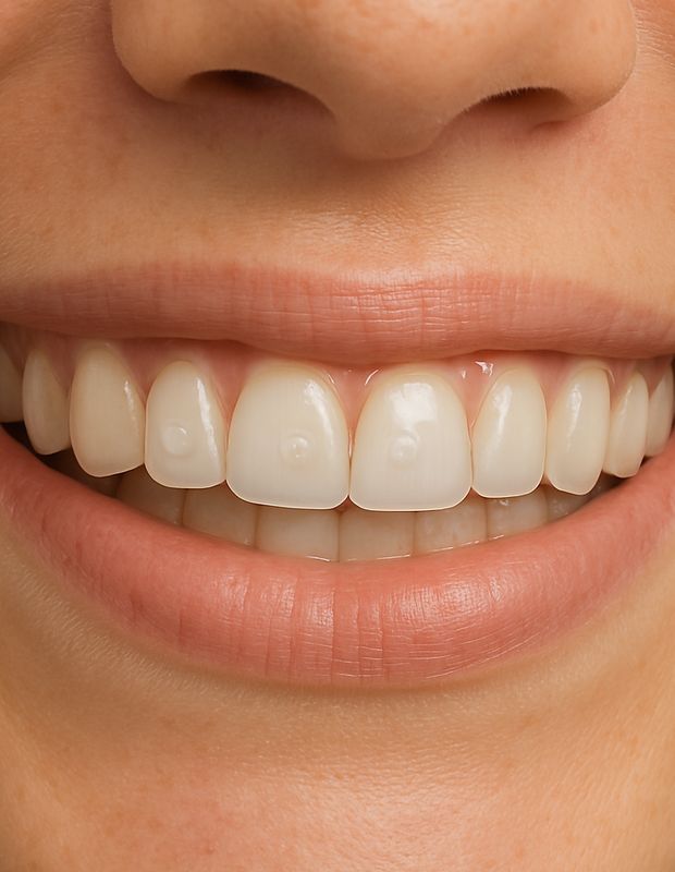 Sourire naturel avec taquets dentaires discrets sur incisives