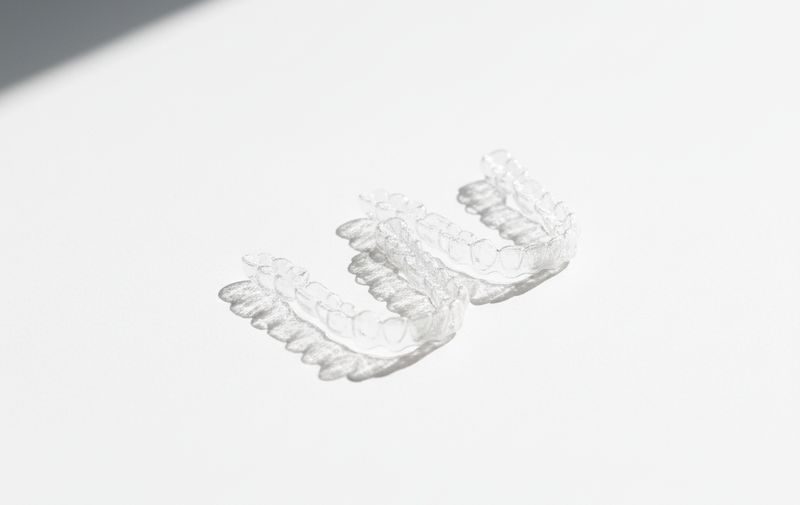 Aligneurs transparents sur fond blanc épuré