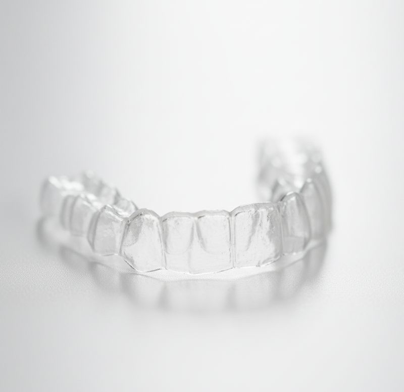 Gouttière de contention transparente sur fond blanc