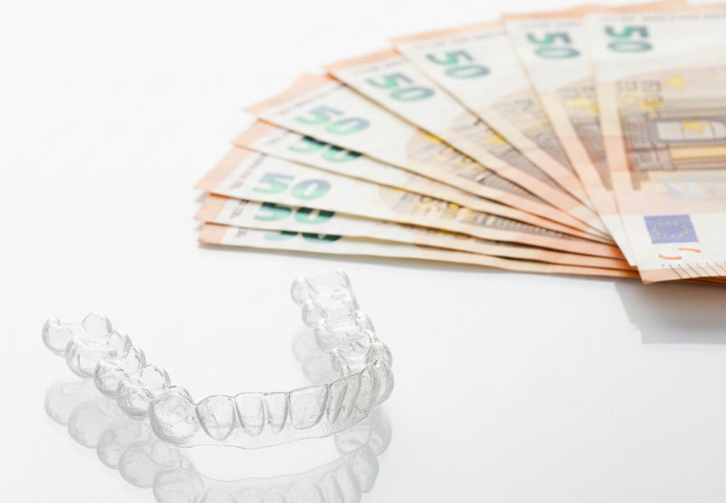 Aligneurs transparents posés près de billets euros