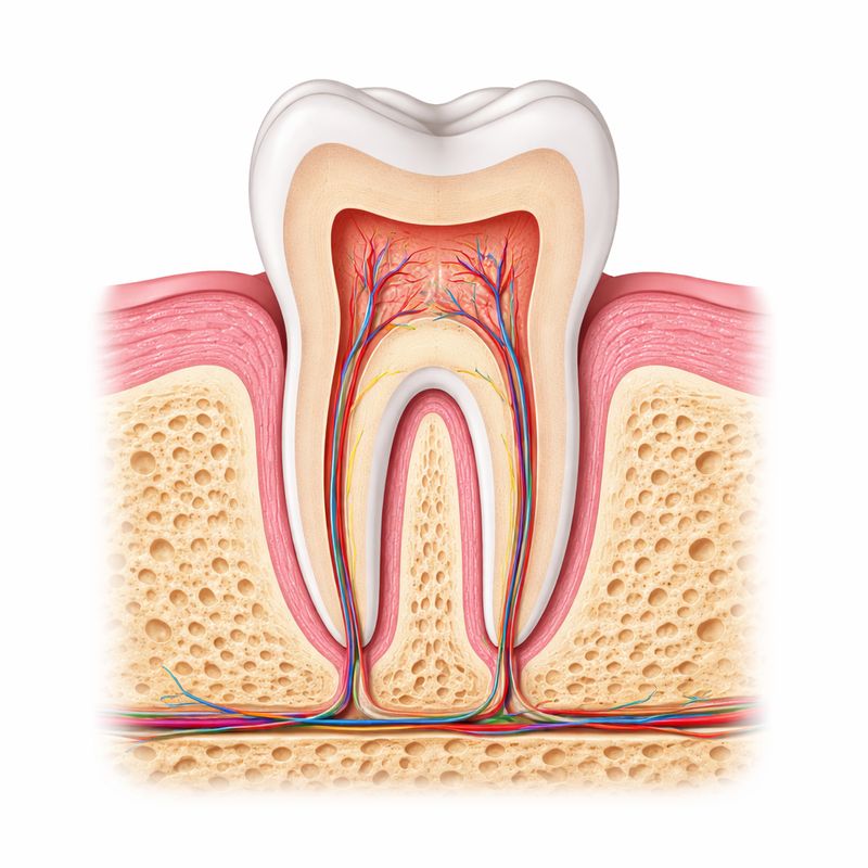 Coupe anatomique dent os alvéolaire gencive