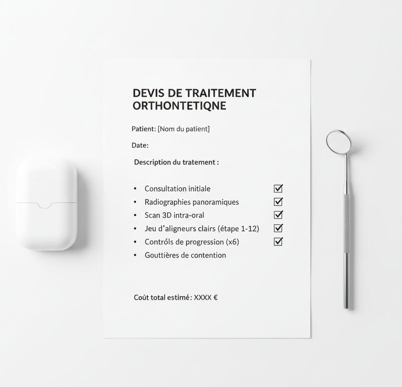 Devis orthodontique avec liste des prestations