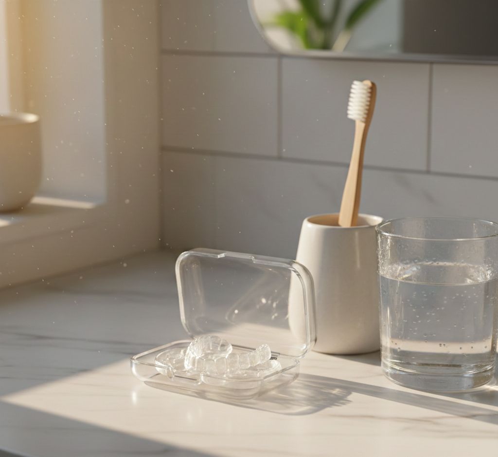 Enfant tenant un appareil dentaire amovible